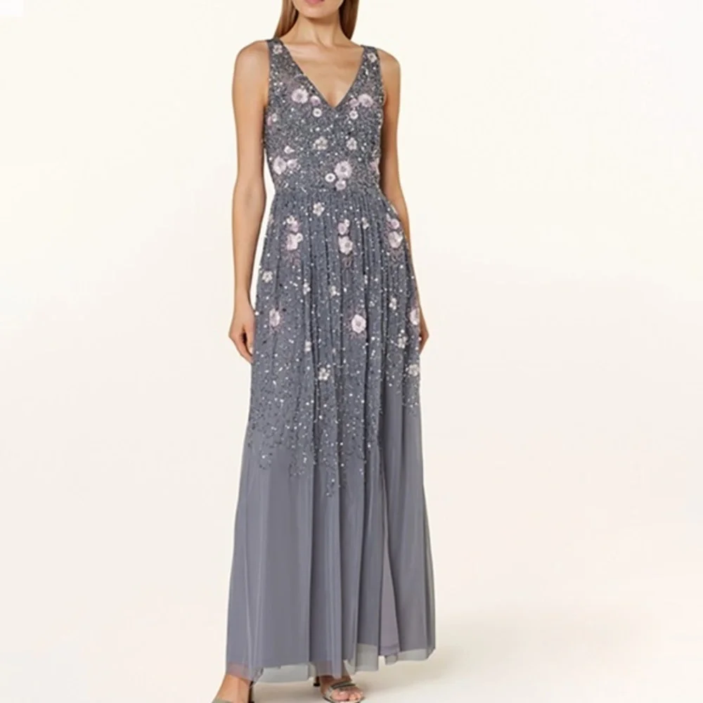 Adrianna Papell‎ - Beaded Mesh Shirred Gown